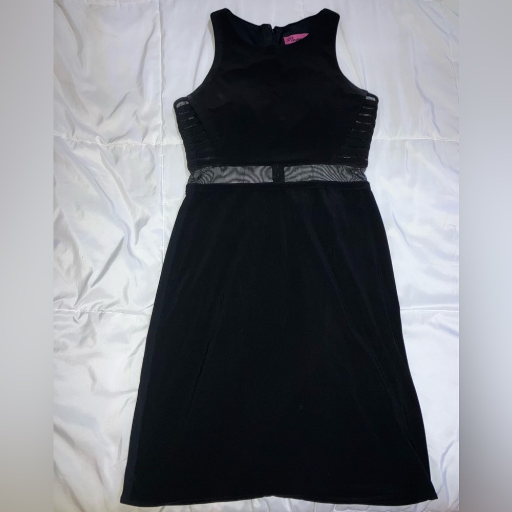 Black mini dress mesh detail size 9/10
